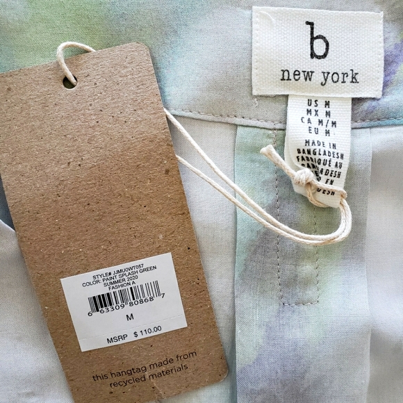 B NEW YORK Paint Splash Long Sleeve Pastel V-Neck Tunic Top--NWT--M - Picture 4 of 15